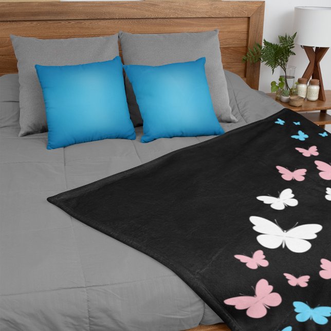 Transgender Pride Butterfly Trail Sherpa Blanket (Creator Uploaded)