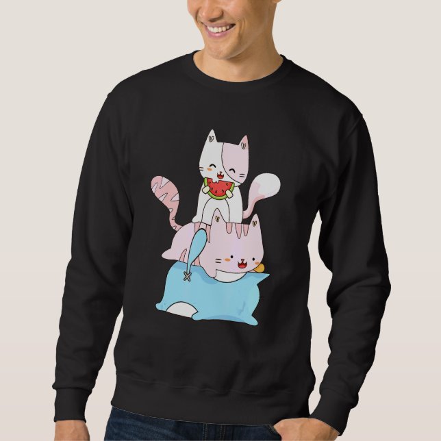 Transgender Pride Cat Lgbt Trans Flag Cute Cats Pi Sweatshirt (Front)