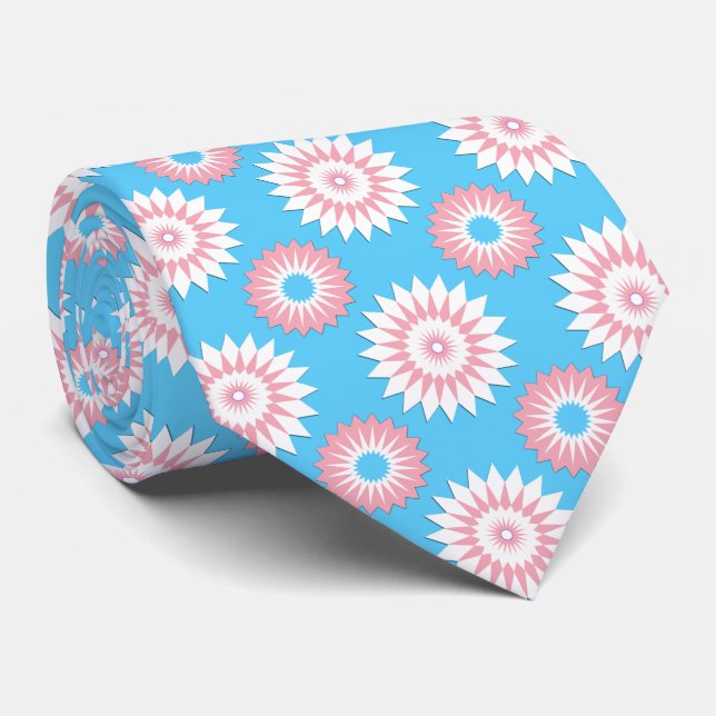 Transgender pride flag / blue flower pattern tie (Rolled)