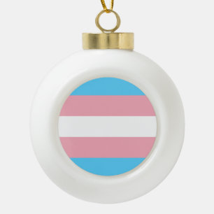 Transgender Pride Flag Ceramic Ball Christmas Ornament