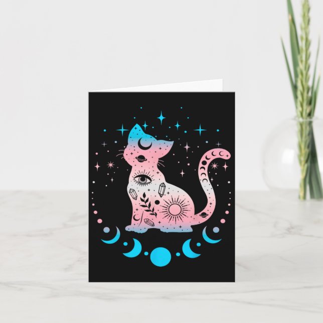 Transgender Pride Flag Colours Cat Lovers  Card (Front)
