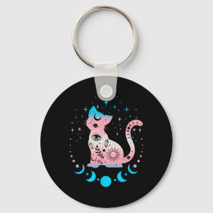 Transgender Pride Flag Colours Cat Lovers  Key Ring