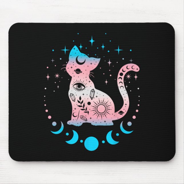 Transgender Pride Flag Colours Cat Lovers  Mouse Pad (Front)
