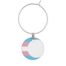 Transgender Pride Flag Crescent Moon Wine Charm