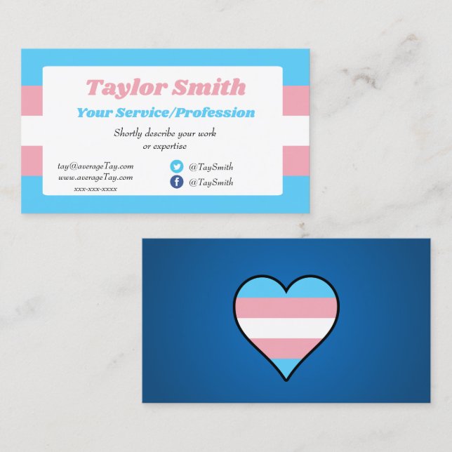 Transgender Pride flag / heart Business Card (Front/Back)