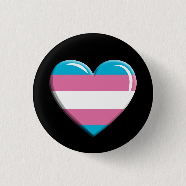 Transgender Pride Flag Heart Shaped 3 Cm Round Badge (Front)