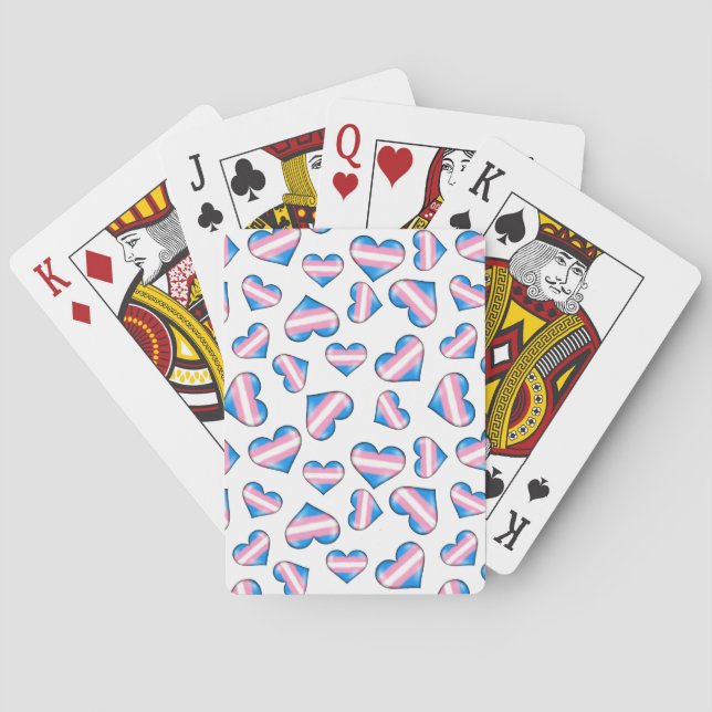 Transgender Pride Flag Hearts Playing Cards (Back)