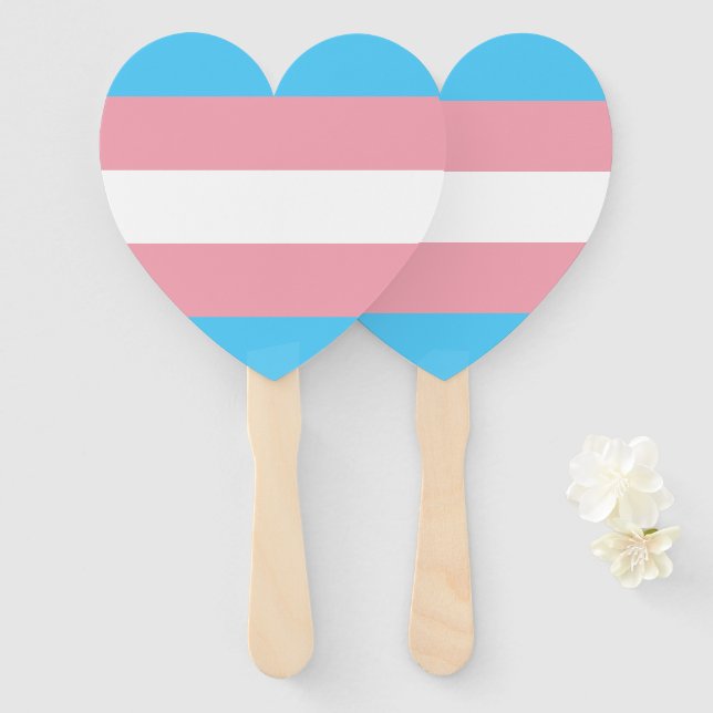 Transgender Pride Flag - LGBT Rainbow Hand Fan (Front and Back)