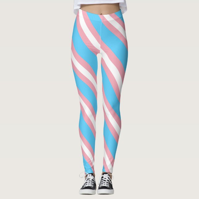 Transgender Pride Flag - LGBT Rainbow Leggings (Front)