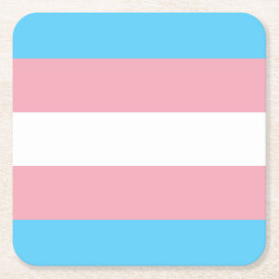 Transgender Pride Flag - LGBT Rainbow Square Paper Coaster