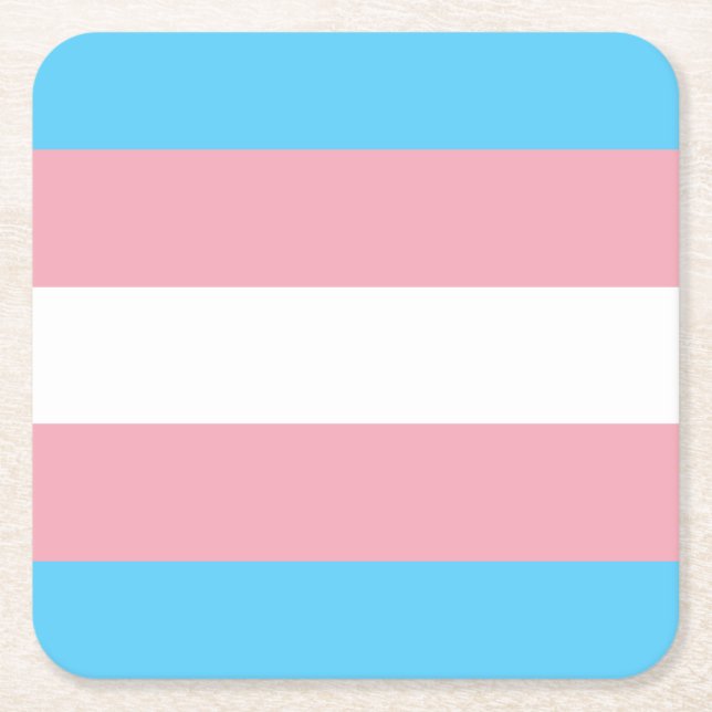Transgender Pride Flag - LGBT Rainbow Square Paper Coaster (Front)