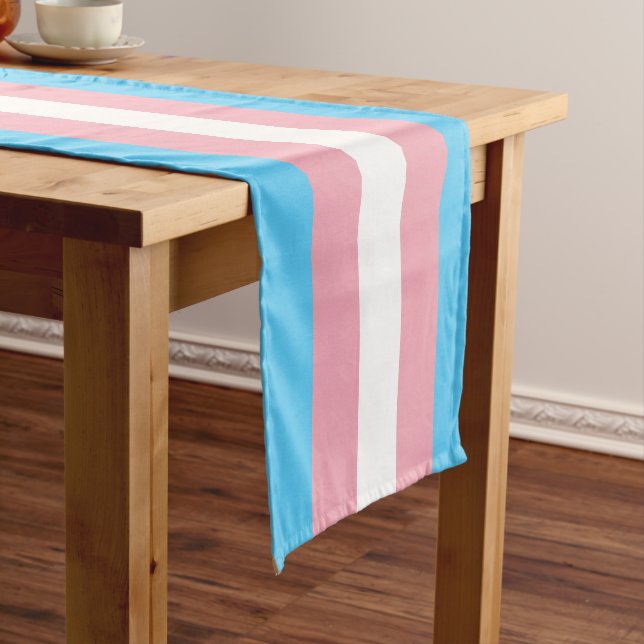 Transgender Pride Flag Long Table Runner (In Situ)