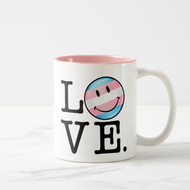 Transgender Pride Flag Love Two-Tone Coffee Mug (Right)