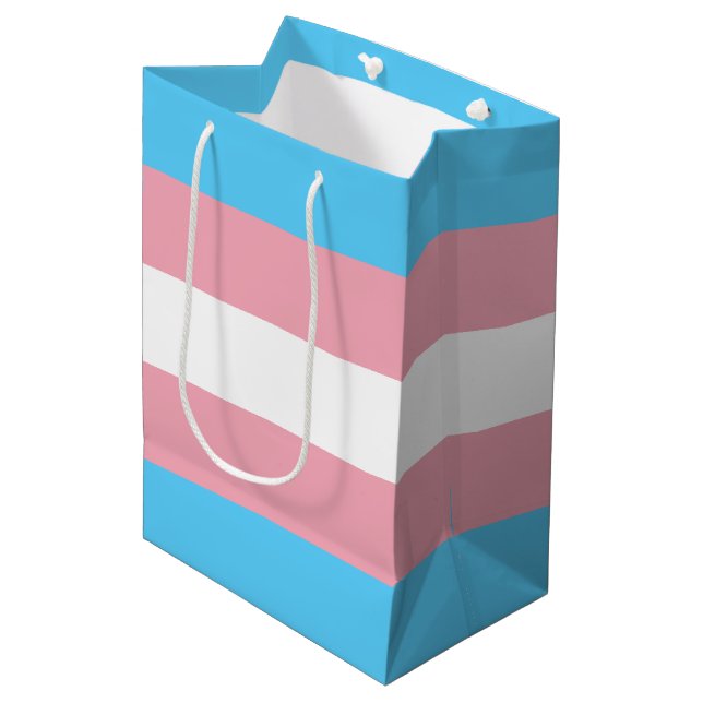 Transgender Pride Flag Medium Gift Bag (Front Angled)