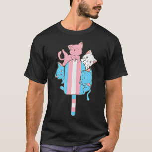 Transgender Pride Flag Pan Funny LGBT Cute Cat Kaw T-Shirt