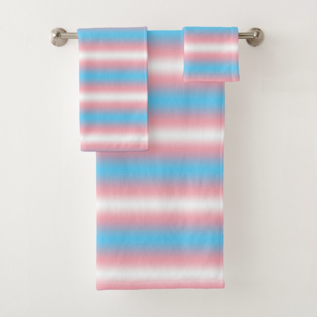 Transgender Pride Flag Pattern Design  Bath Towel Set (Insitu)
