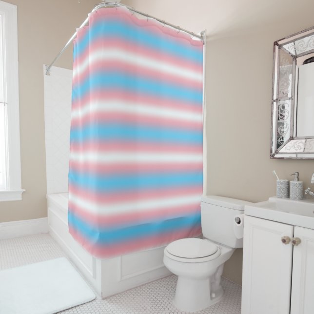 Transgender Pride Flag Pattern Design  Shower Curtain (In Situ)