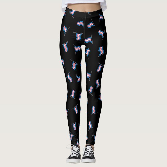 Transgender Pride Flag Pattern Leggings (Front)