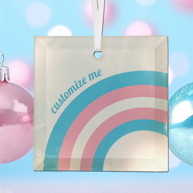 Transgender Pride Flag Rainbow Custom Christmas Glass Tree Decoration (Creator Uploaded)