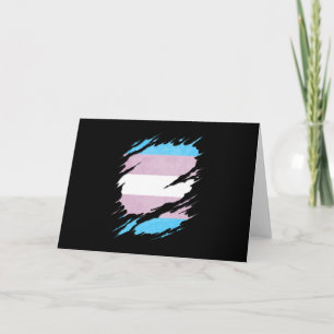 Transgender Pride Flag Ripped Reveal Card