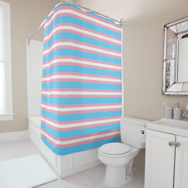 Transgender Pride Flag Shower Curtain (In Situ)