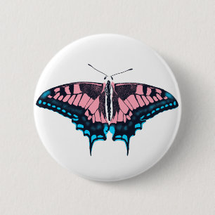 Transgender Pride Flag Swallowtail Butterfly 6 Cm Round Badge
