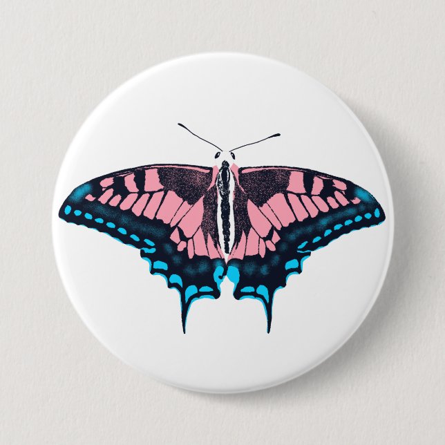 Transgender Pride Flag Swallowtail Butterfly 7.5 Cm Round Badge (Front)
