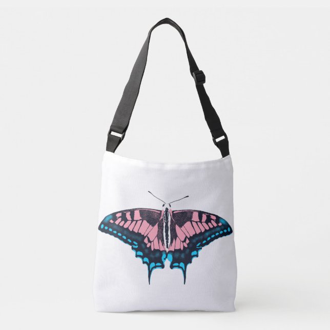 Transgender Pride Flag Swallowtail Butterfly Crossbody Bag (Front)