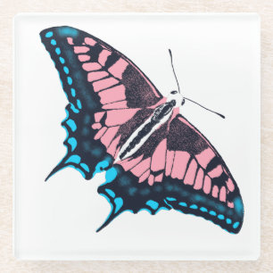 Transgender Pride Flag Swallowtail Butterfly Glass Coaster