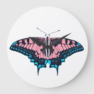 Transgender Pride Flag Swallowtail Butterfly Large Clock