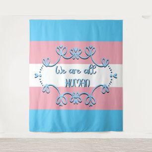 Transgender Pride Flag We Are All Human Tapestry