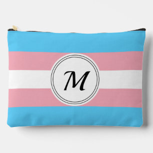 Transgender pride flag with a custom initial  accessory pouch