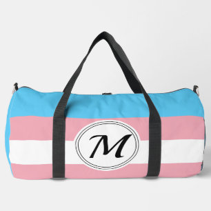 Transgender pride flag with a custom initial  duffle bag