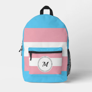 Transgender pride flag with a custom initial printed backpack