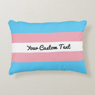 Transgender pride flag with custom text decorative cushion