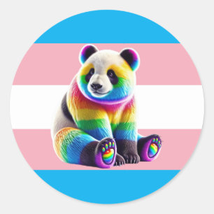Transgender Pride Flag with Rainbow Panda Classic Round Sticker