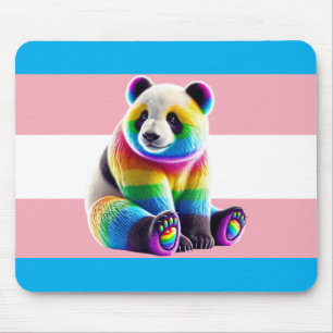 Transgender Pride Flag with Rainbow Panda Mouse Pad