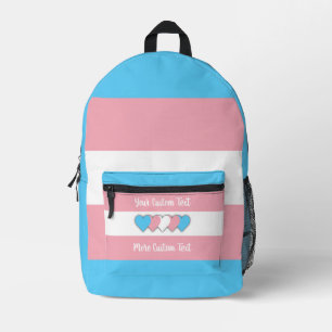 Transgender pride flag with text printed backpack