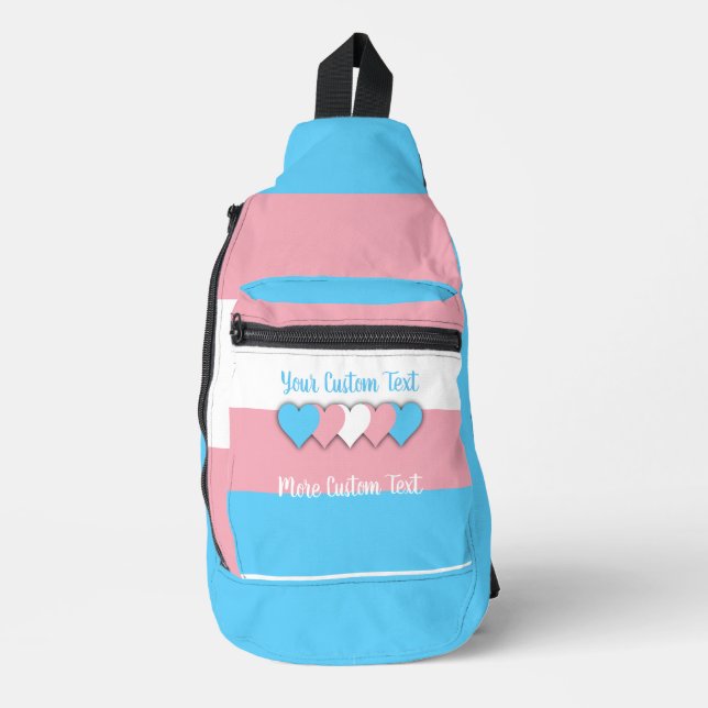 Transgender pride flag with text sling bag (Front)