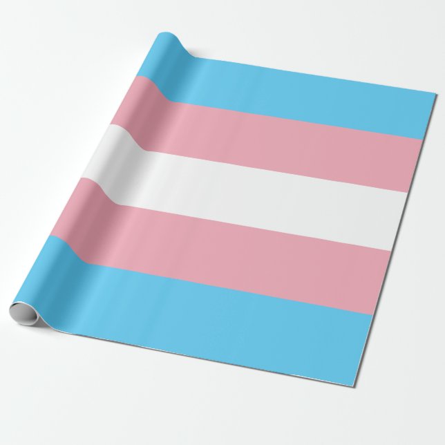 Transgender Pride Flag Wrapping Paper (Unrolled)