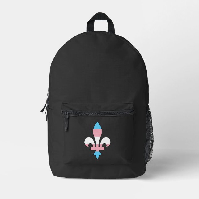 Transgender pride fleur-de-lis  printed backpack (Front)