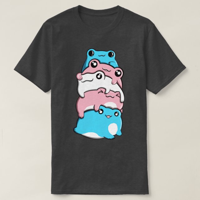 Transgender Pride Frog Pile Transgender Flag Cotta T-Shirt (Design Front)