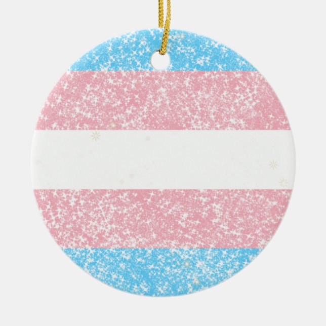 Transgender Pride Glitter Ceramic Ornament (Front)