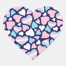 Transgender Pride Hearts Pattern Sticker