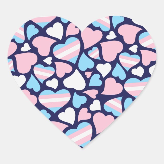 Transgender Pride Hearts Pattern Sticker (Front)