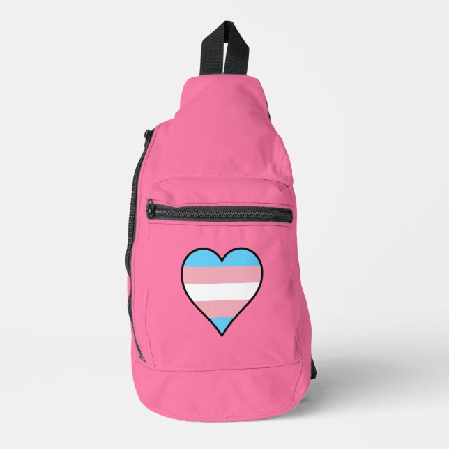 Transgender pride hearts sling bag (Front)