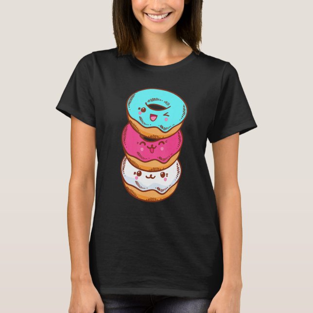 Transgender Pride LGBT LGBTQ Flag Cute With Donut  T-Shirt (Front)