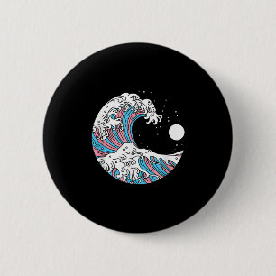 Transgender Pride Lgbtq Trans Flag - Japanese Wave 6 Cm Round Badge