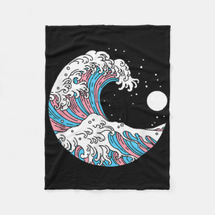 Transgender Pride Lgbtq Trans Flag - Japanese Wave Fleece Blanket