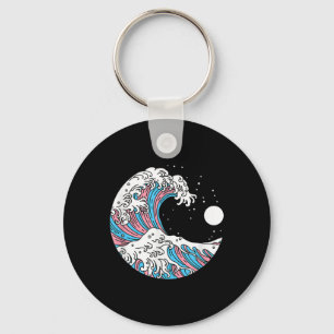 Transgender Pride Lgbtq Trans Flag - Japanese Wave Key Ring